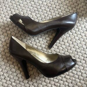 Nine Elegant Brown Peep-Toe Heels